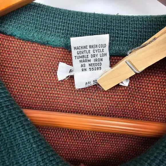 Vintage Express Tricot Autumn Leaf Print Button Up Collar Cardigan Sweater S - Picture 6 of 6